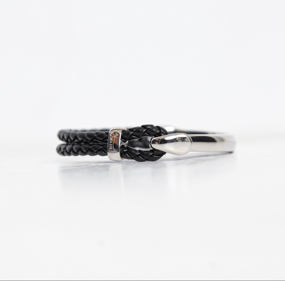 Silver Braided Bracelet Black