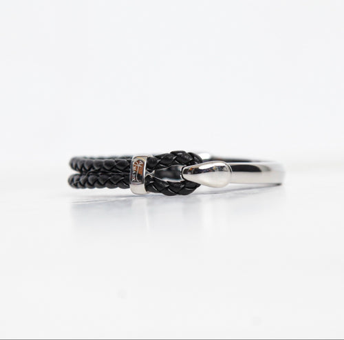 Silver Braided Bracelet Black